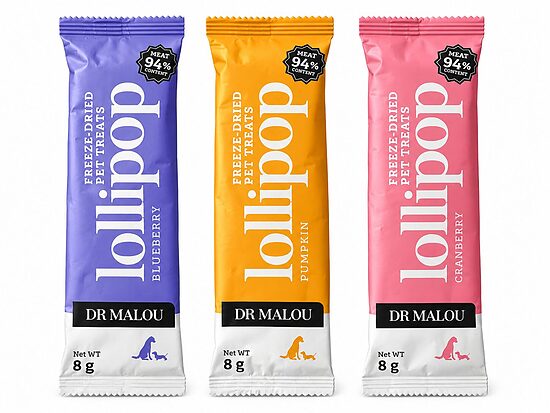 Gardumi suņiem DR Malou Freeze-dried meat lollipops for dogs - mix of flavors 48g (3 gab)