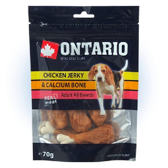 Gardums suņiem Ontario Chicken Jerky & Calcium Bone 70g