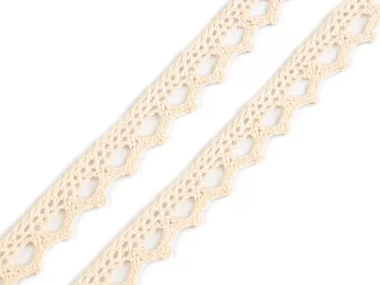 Kokvilnas mežģīņu apdare 11mm nebalināta (uz vietas)