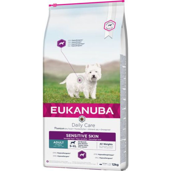 Dog dry food Eukanuba Daily care adult Sensitive skin 12 kg