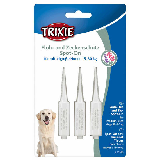 Pilieni pret blusām, ērcēm suņiem Trixie Spot On flea and tick protection for medium, sized 3×5ml