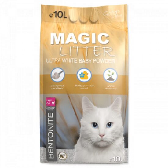 Smiltis kaķu tualetēm Magic Litter Bentonite Ultra White Baby Powder 10 L