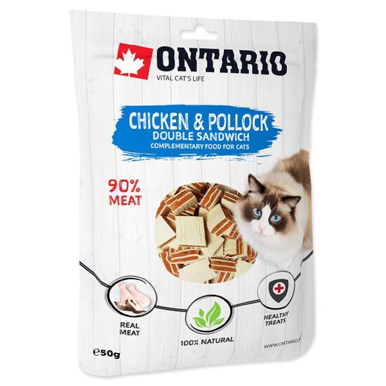 Gardumi kaķiem Ontario Cat Chicken and Pollock Double Sandwich 50g