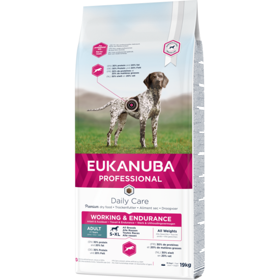 Dog Dry food Eukanuba Adult ALL PREMIUM Working & Endurance Chicken 19 kg