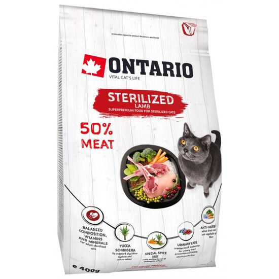 Sausā barība kaķiem Ontario Cat Sterilised Lamb 0,4kg