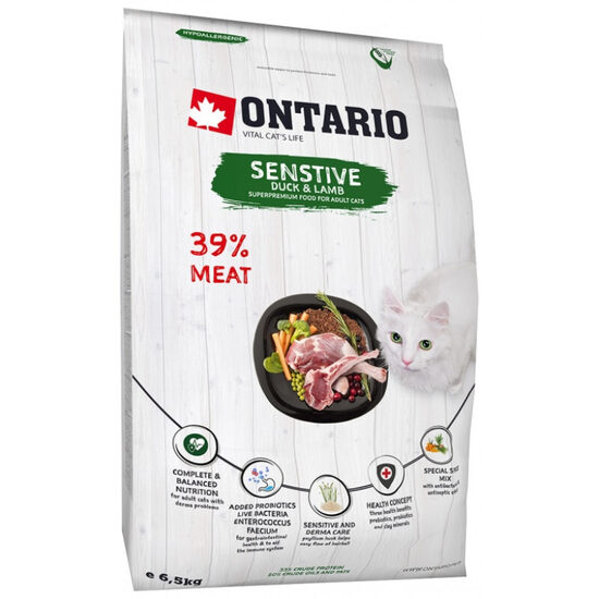 Sausā barība kaķiem Ontario Cat Sensitive Derma 6,5kg