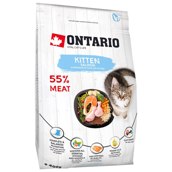 Sausā barība kaķēniem Ontario Cat Kitten Salmon 0,4kg