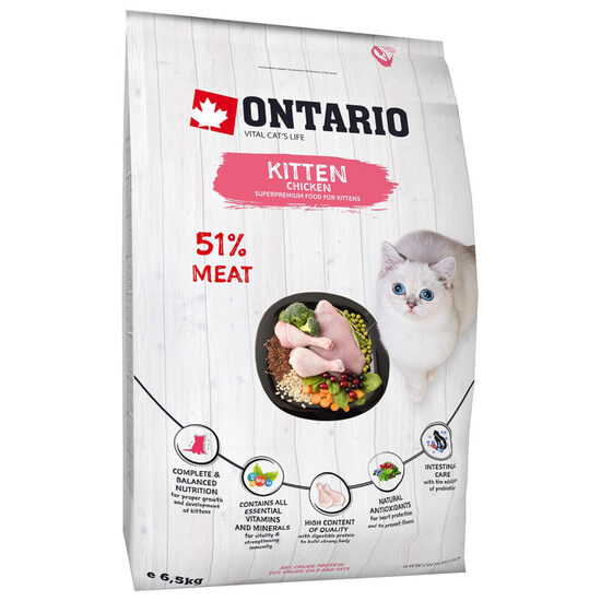 Sausā barība kaķēniem Ontario Cat Kitten Chicken 6,5kg
