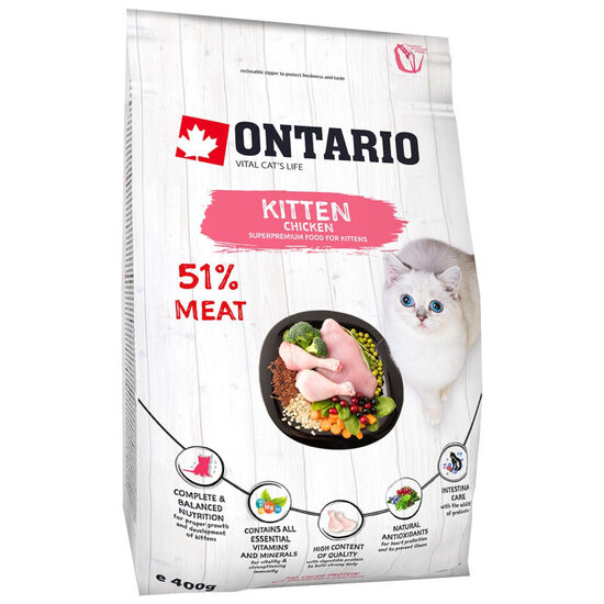 Sausā barība kaķēniem Ontario Cat Kitten Chicken 0,4kg