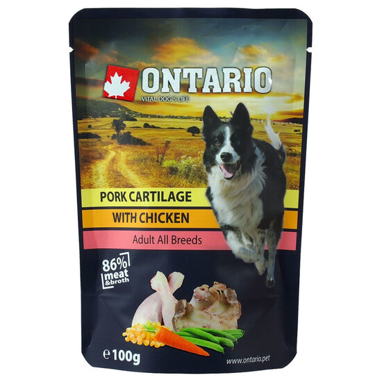 Konservi suņiem Ontario Dog Pork Cartilage with Chicken in Broth 100 g