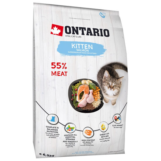 Sausā barība kaķēniem Ontario Cat Kitten Salmon 6.5kg