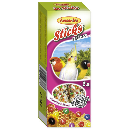 Papildbarība putniem Avicentra Sticks fruit nutty for small parrots 2 x55 g
