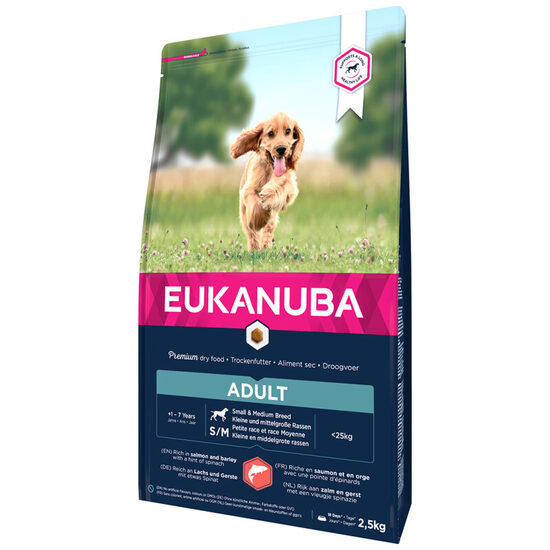 Dog dry food Eukanuba Adult Small and Medium Salmon 2,5 kg