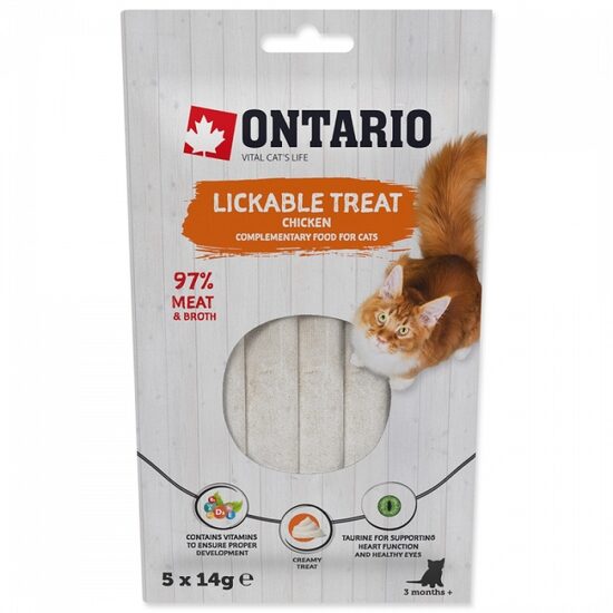 Gardums kaķiem Ontario Lickable Treats Chicken 5 x 14 g