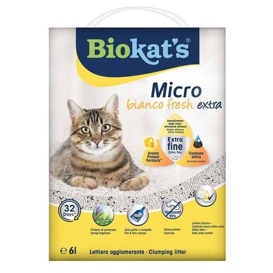 Smiltis kaķu tualetēm Biokats Micro Bianco Fresh Extra 6 L
