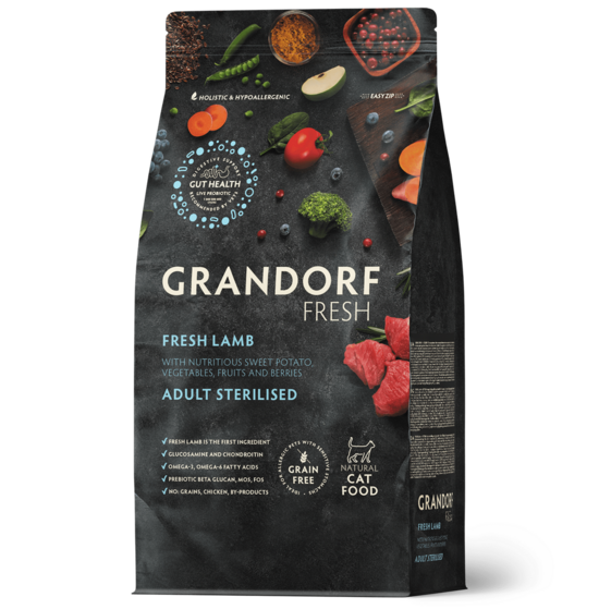 Grandorf Fresh Lamb Adult Sterilised 2 kg sausā kaķu barība