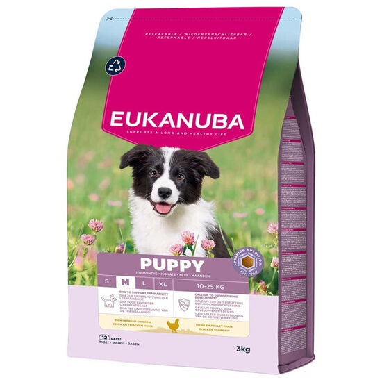 Dog dry food Eukanuba Puppy Medium Chicken 3 kg