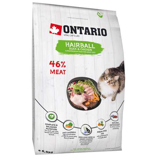 Sausā barība kaķiem Ontario Cat Hairball 6.5 kg