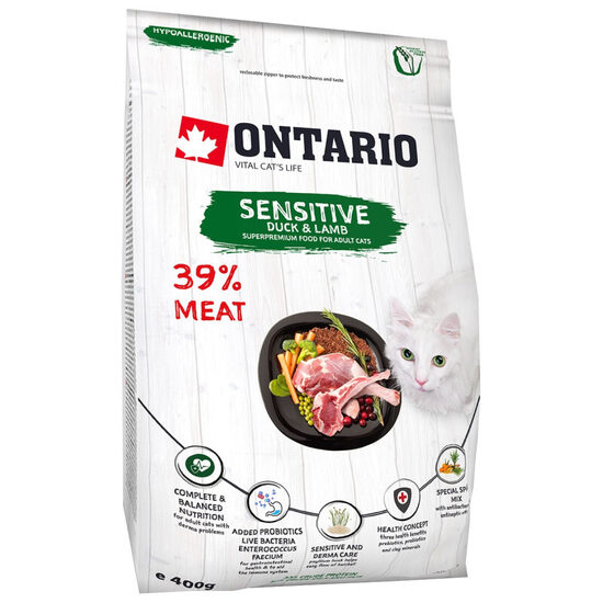 Sausā barība kaķiem Ontario Cat Sensitive Derma 0,4kg