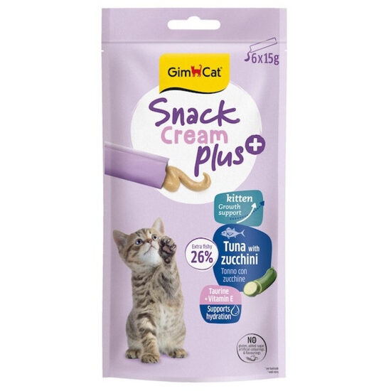 GimCat Snack Cream Plus+ Kitten Tuna & Zucchini 6x15g