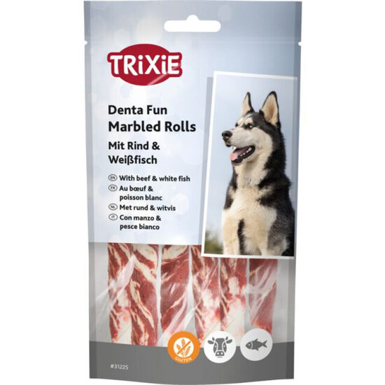 Gardums suņiem Trixie Denta Fun Marbled Beef Chewing Rolls 12 cm 6gab/70 g