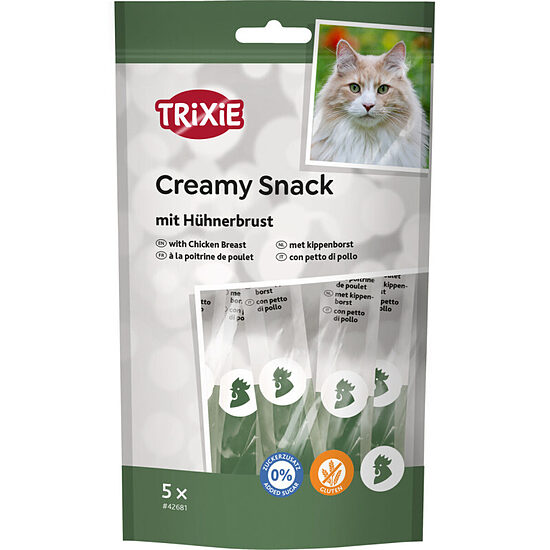 Gardumi kaķiem Trixie Creamy Snack with chicken 5×14g