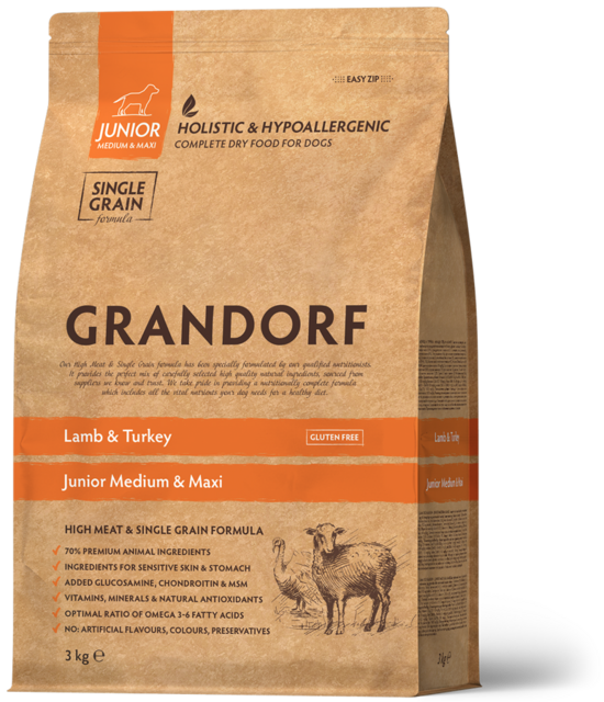 Grandorf Junior Lamb & Turkey 10 kg dog dry food