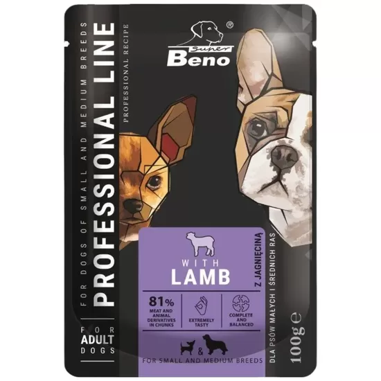 Super Beno konservi suņiem "M/S" Pouch ar jēra gaļu 100 g