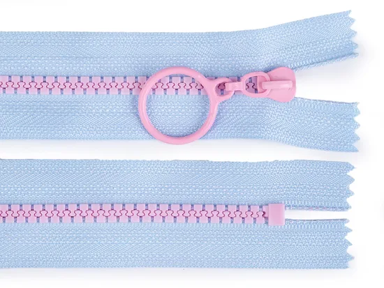 Plastmasas rāvējslēdzējs Nr. 5 garums 15 cm ar dekoratīvu slīdni gaiši zils (uz vietas)