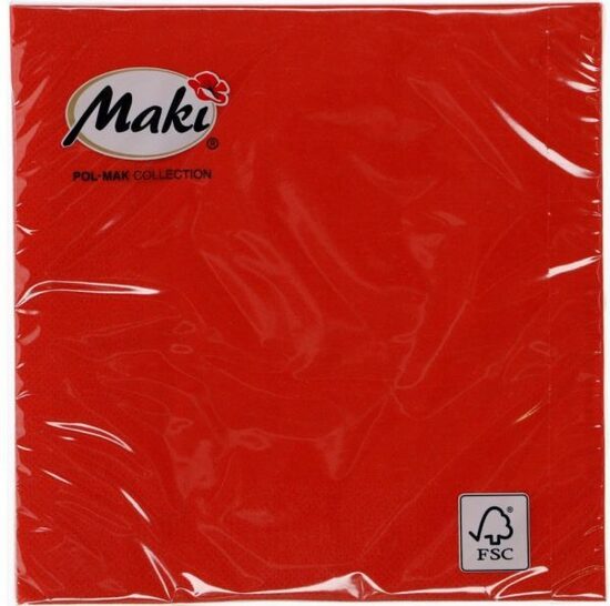 Salvetes 20 gab. 33x33cm 3 kārtu sarkana 110g