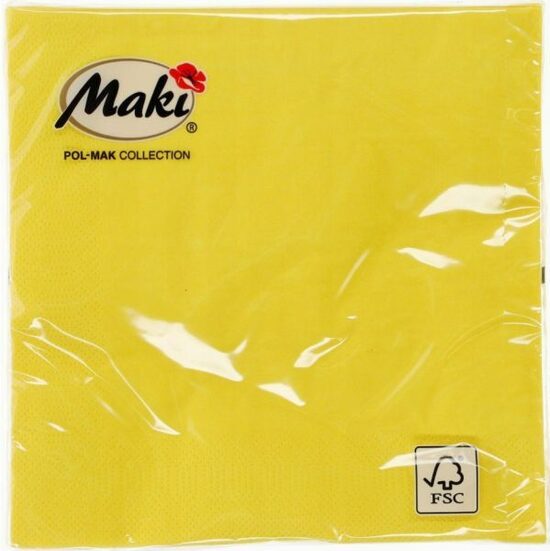 Salvetes 20 gab. 33x33cm 3 kārtu dzeltena 110g