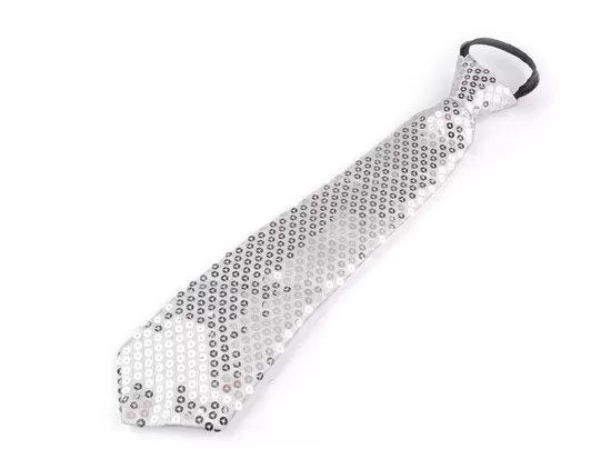Party tie with sequins white