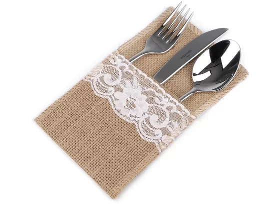 Natural Jute Burlap Cutlery Holder 11x20 cm