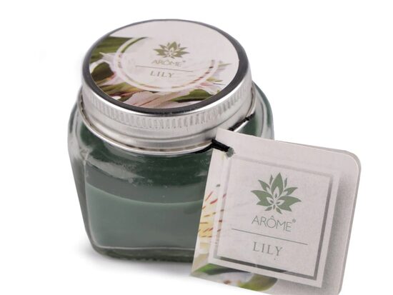 Aromātiskā svece stikla burciņā ar vārda plāksnīti 28 g LILIJA (Uz vietas)