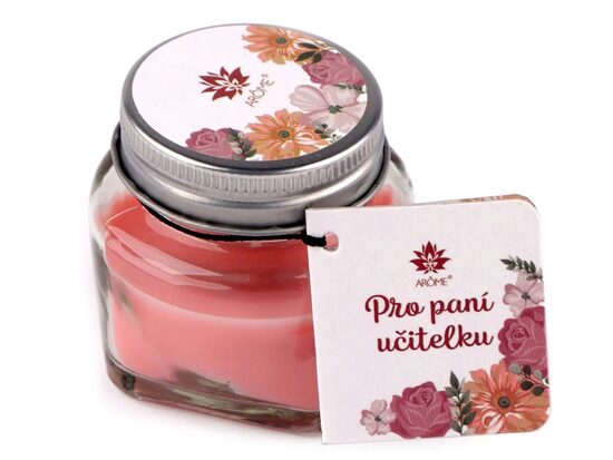 Aromātiskā svece stikla burciņā ar vārda plāksnīti 28 g PUĶU (Uz vietas)