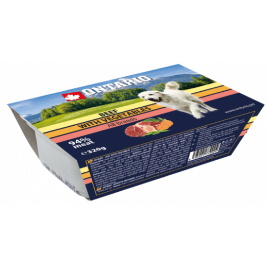 Konservi suņiem Ontario Dog Alucup Beef with vegetable 0,32kg