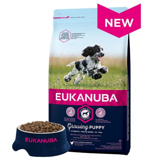 Dog dry food Eukanuba Puppy and Junior Medium Chicken 18 kg