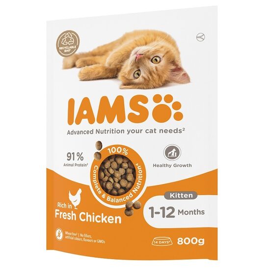 Sausā barība kaķēniem IAMS CAT KITTEN CHICKEN 800g