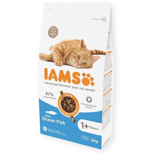 Sausā barība kaķiem IAMS cat adult ocean fish 10kg
