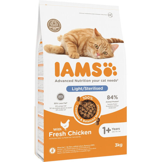 Sausā barība kaķiem IAMS Cat adult sterilized chicken 3kg