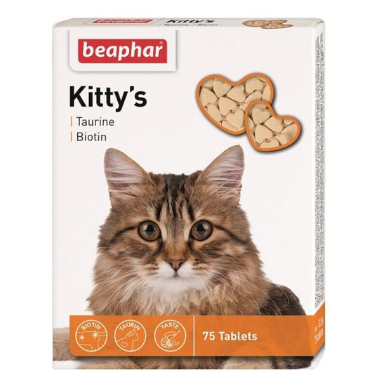 Vitamīnizēta papildbarība Beaphar KITTY'S + Taurine + Biotin 75tab