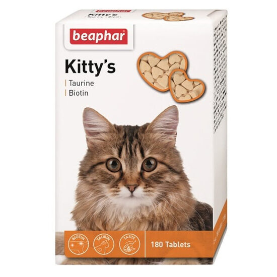 Vitamīnizēta papildbarība Beaphar KITTY'S + Taurine + Biotin 180tab