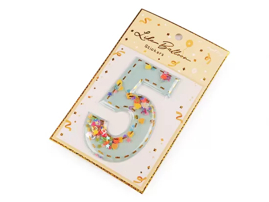 Dzimšanas dienas pašlīmējoši cipars 5 ar kustīgiem fliteriem (uz vietas)