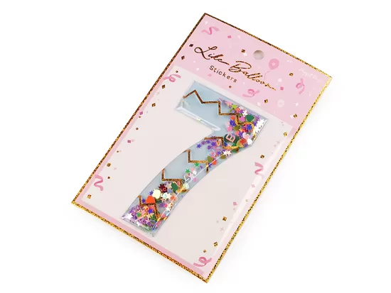 Dzimšanas dienas pašlīmējoši cipars 7 ar kustīgiem fliteriem (uz vietas)