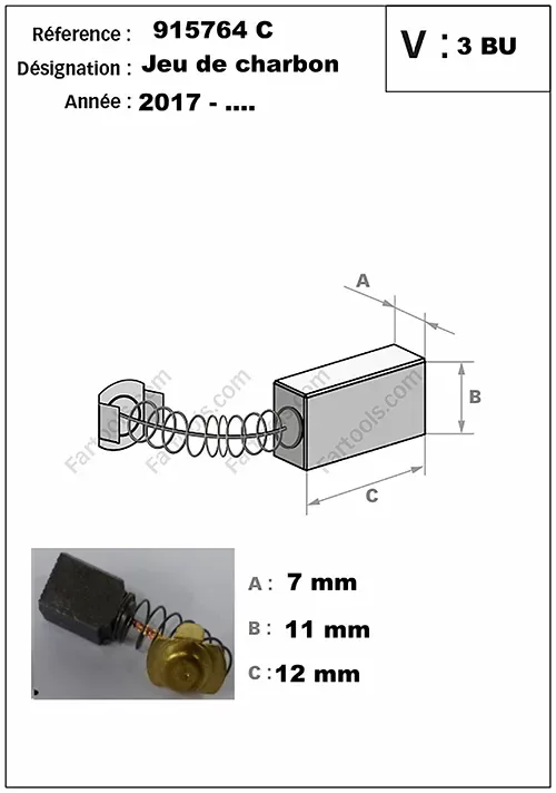 Fartools REX120 electric drill charbons 915764C