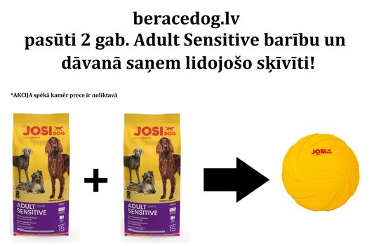 AKCIJA Josera Premium Josidog Adult Sensitive 15kg 2 gab. + lidojošais šķīvītis