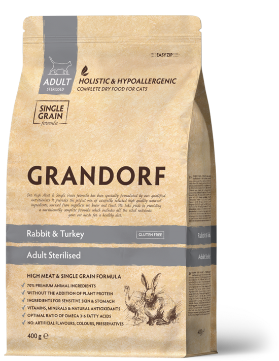 Grandorf Rabbit & Turkey Adult Sterilised 400 g sausā kaķu barība