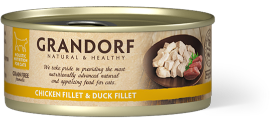 Grandorf Chicken Breast & Duck Fillet 70g konservi kaķiem 