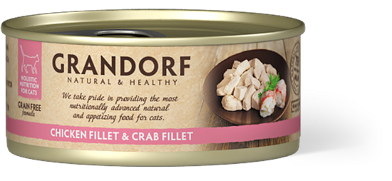 Grandorf Chicken Breast & Crab Fillet 70g konservi kaķiem 
