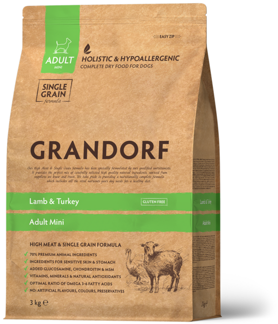 Grandorf Lamb & Turkey Mini Breeds 3 kg dog dry food